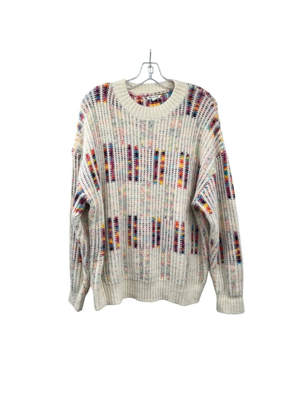 Tea n Rose Womens Fuzzy Knit Pullover Sweater Multicolor Print Size XL